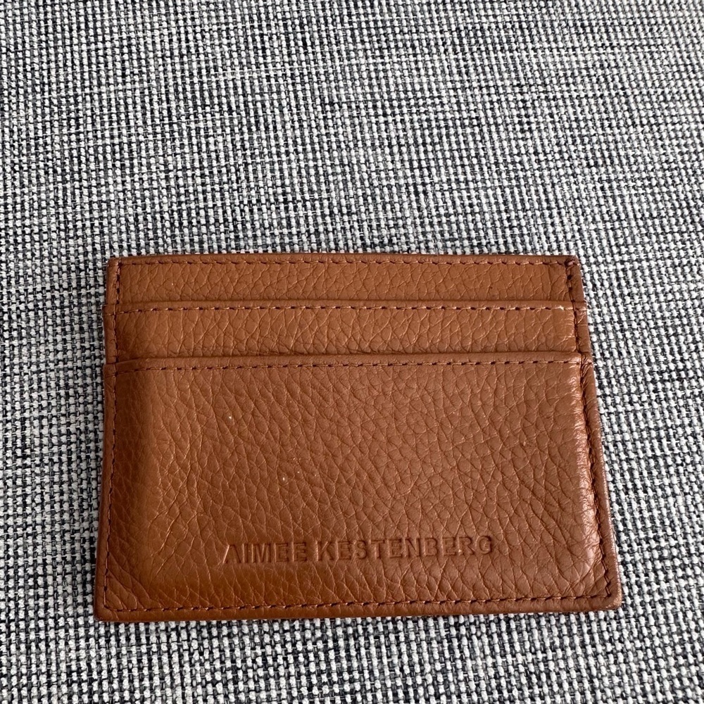 Aimee Kestenberg Brown Leather Coin Card Holder Small Size Practical Easy Use